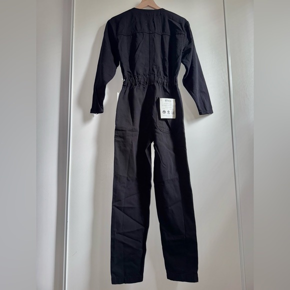 Etica Denim Jumpsuit Women Size XS Janai Moto Black Beauty Cotton Blend Zip-Up - Picture 2 of 8